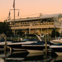 The Beacon restaurant sits on the water's edge in Sag Harbor