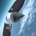 The Falcon Hypersonic Test Vehicle is depicted as it emerges from its rocket nose cone and prepares to re-enter the Earth's atmosphere. (Photo DOD)
