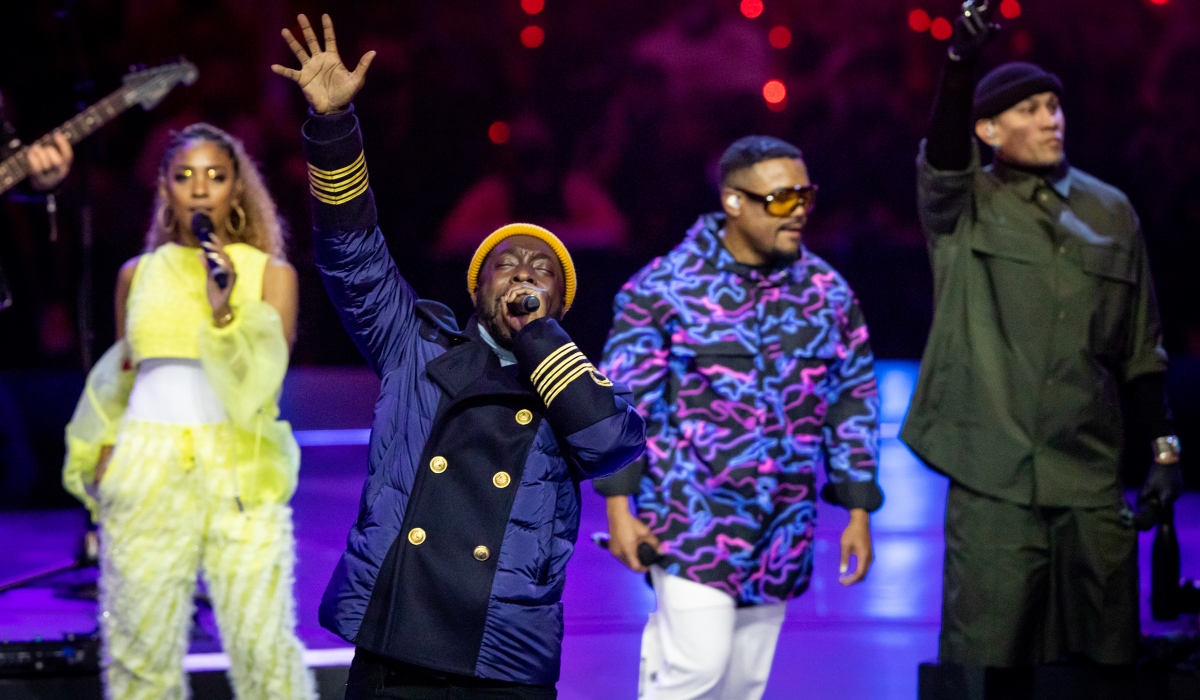 Will.i.am takes the lead and rallies the crowd at the Black Eyed Peas Dubai Expo 2020 performance. (Photo by Christophe Viseux/Expo 2020 Dubai)