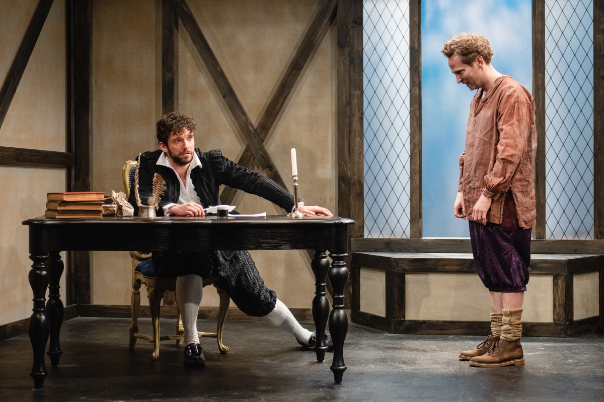 Michael Urie is Shakespeare to Ryan Spahn's Francis in a scene from Jane Anger. (Photo: Vallerie Terranova) 