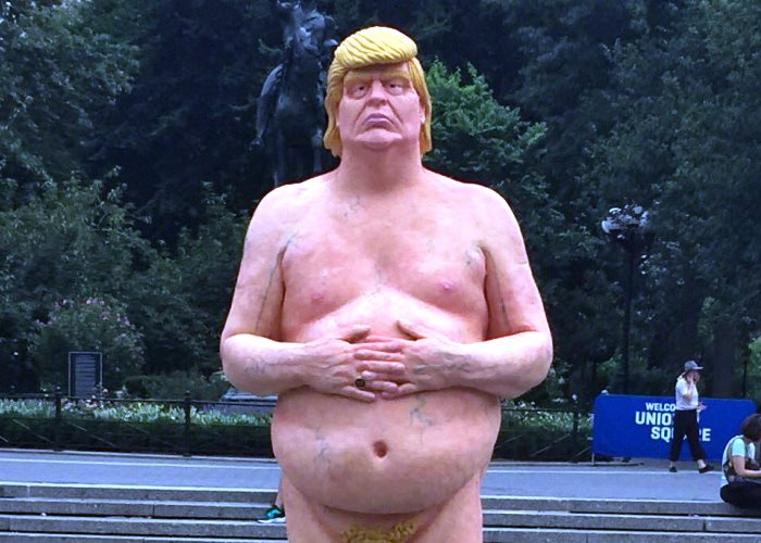 A statue of a naked Donald Trump, titled "The Emperor Has No Balls' is heading to a permanent home in Las Vegas. Click the photo to see the statue full size. (Photo: Daniella Pineda/Twitter)
