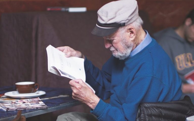 Lawrence Ferlinghetti in 2012 at Caffe Trieste. He helped define the Beat Generation. (Photo Christopher Michel)