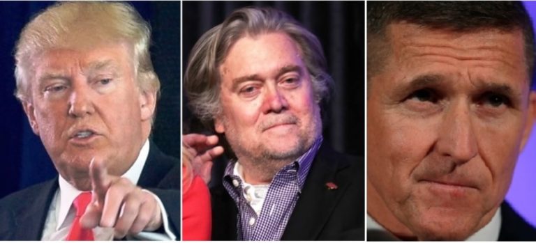 Steve Bannon (center) and Michael Flynn (right) are fanning Trump's alt-right base. (Photos: Getty)