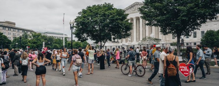 Protesters gather outside the Supreme Court following abortion repeal. (Photo: John Brighenti)