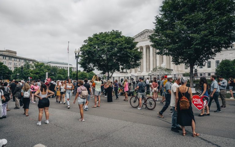 Protesters gather outside the Supreme Court following abortion repeal. (Photo: John Brighenti)