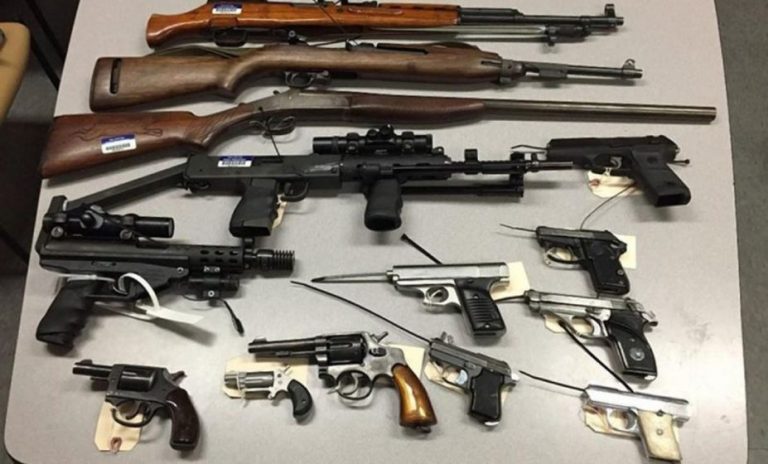 Guns collected off the street in New York City. (NYPD Photo)