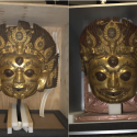 A pair of 16th-century gilt bronze Bhairava masks, valued at $900,000, returned by the Met. (Photo: Consulate General of Nepal in New York)