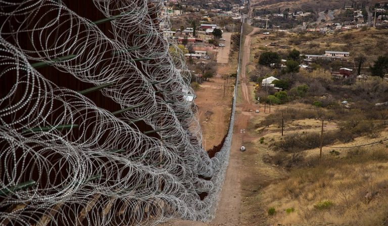 Layers of Constantinia are added to existing barrier infrastructure along the U.S. - Mexico border near Nogales, AZ, on February 4, 2019. Photo: Robert Bushell