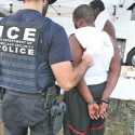 Immigration and Customs Enforcement agent makes an arrest at the border.