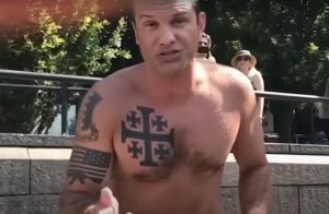 Pete Hegseth tattooed the Jeruselem Cross on his chest as a sign of his religious fevor. (Photo: NBC/ScreenCap)