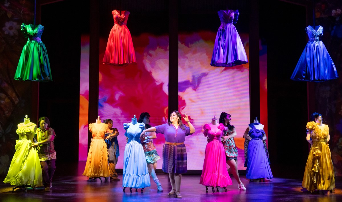 Florencia Cuenca belts out a song with cast in Real Women Have Curves. (Photo: )