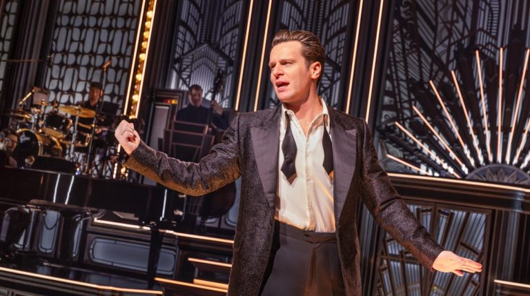 Jonathan Groff belts out a tune in a homage to singer Bobby Darin in 'Just in Time.' (Photo: Matthew Murphy, Evan Zimmerman)