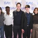 Paul Rudd poses with some of the kids at the SAY foundation event. (Photo: Jason Steinberg)