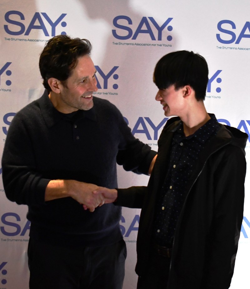 Paul Rudd greets one of the SAY foundation guests. (Photo: Jason Steinberg)