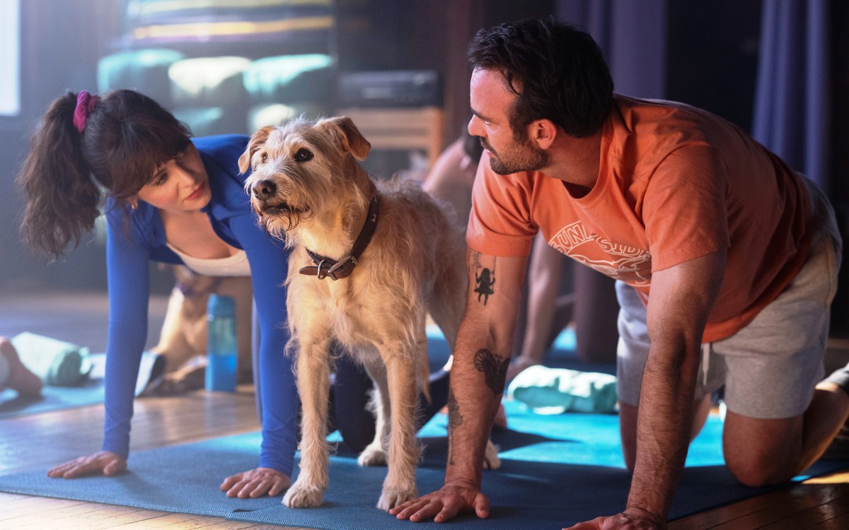 Zooey Deschanel and Charlie Cox star opposite Gus in 'Merv.' (Photo: Wilson Webb/Prime)