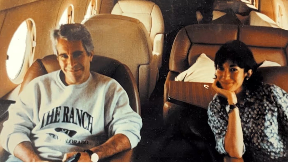 Jeffrey Epstein and Ghislaine Maxwell on Epstein's private jet, dubbed the 'Lolita Express.' (Photo: HOC)