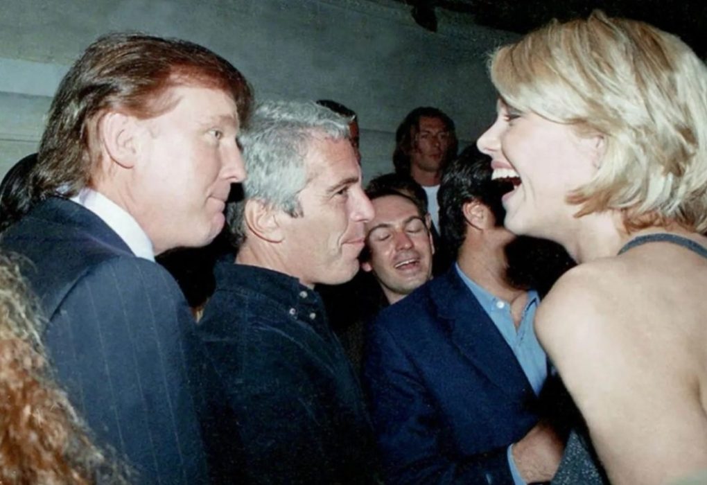 Donald Trump and Jeffrey Epstein attract the attention of a fetching blonde. (Photo: House Committee)