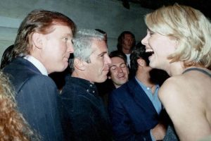 Donald Trump and Jeffrey Epstein attract the attention of a fetching blonde. (Photo: House Committee)