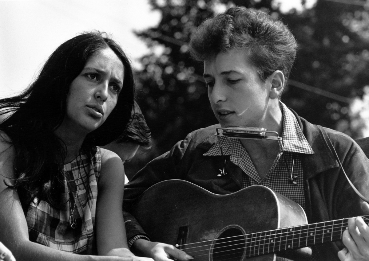 Joan Baez and Bob Dylan sang at the Civil Rights March on Washington, D.C. in 1963. (Photo USIA)