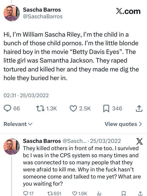 Sascha Riley has posted on 'X' about his experiences. 
