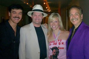 Mark Bego (r) with some of the subjects of his books, Randy Jones, Micky Dolenz and Debbie Gibson. (Photo: Mark Bego)