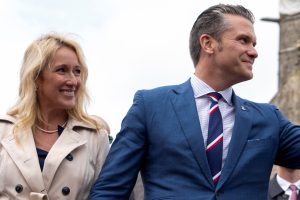 Secretary of Defense Pete Hegseth and wife Jennifer tour France on D-Day anneversary. (photo: Alexander Kubitza, U.S. Navy)