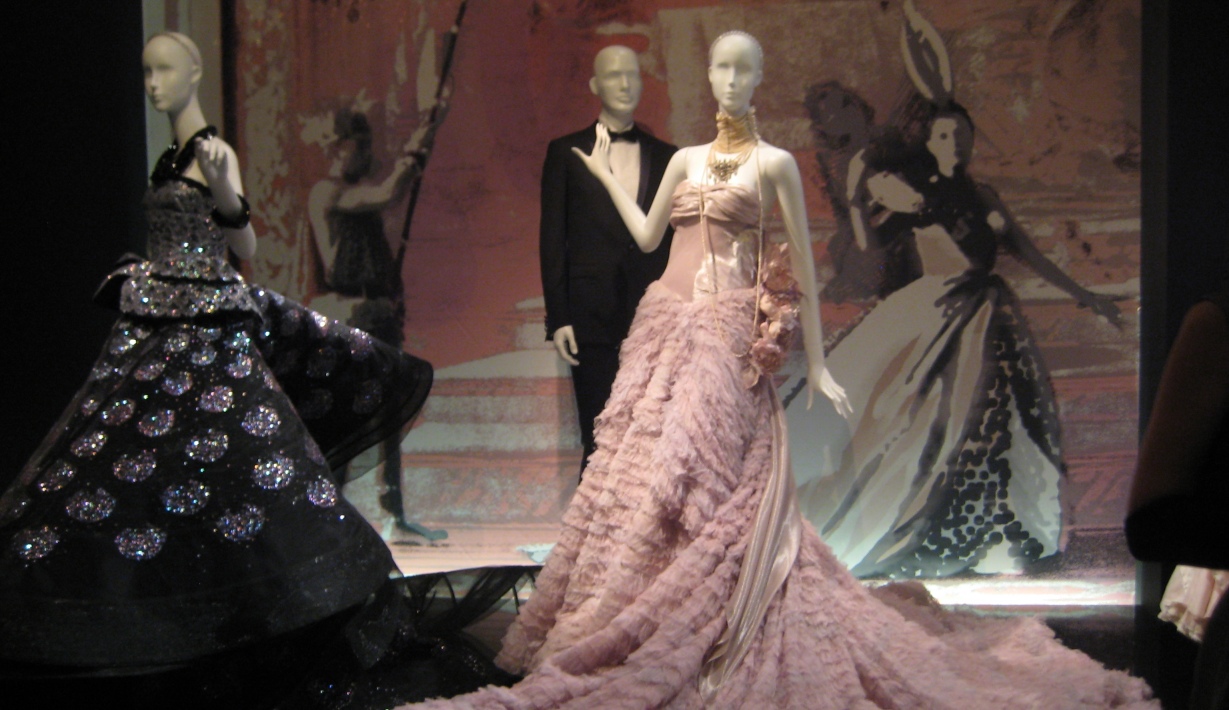John Galliano gowns for Dior, circa 2011, on display in Moscow. exhibition, 2011)