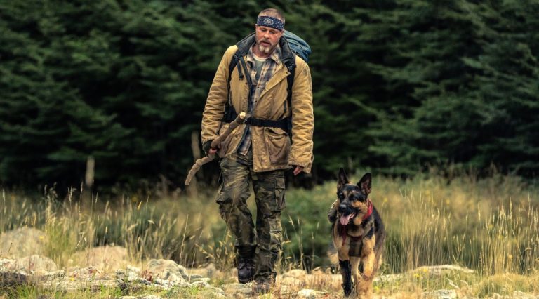Brad Pitt in a scene with Odin, in his new film 'Heart of the Beast.' (Photo: Paramount)