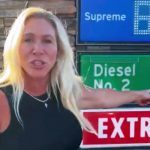 Majorie Taylor Greene was in California railing on social media about high gas and diesel prices and squarely blaming President Trump. (Photo: ScreenCap)