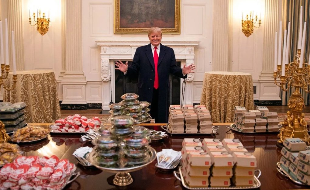 President Trump served a banquet of fast food to the national champion Clemson Tigers. (Photo: White House)