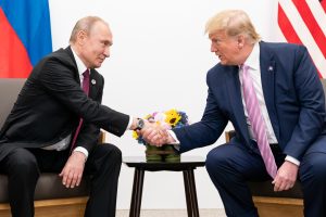 Donald Trump and Vladimir Putin shake hands at a recent summit. (Photo: White House)