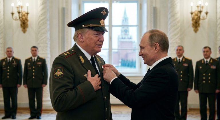 Donald Trump finally gets the recognition he deserves... the Order of Lenin from Vladimir Putin. (Photo: NYI/AI)