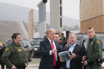 President Donald Trump reviewing U.S. Customs and Border Protection's wall prototypes on the border in Otay Mesa, California. The President was joined by Homeland Security Secretary Kirstjen Nielsen, CBP Acting Commissioner Kevin McAleenan, Acting U.S. Border Patrol Chief Carla Provost and San Diego Sector Chief Patrol Agent Rodney Scott.