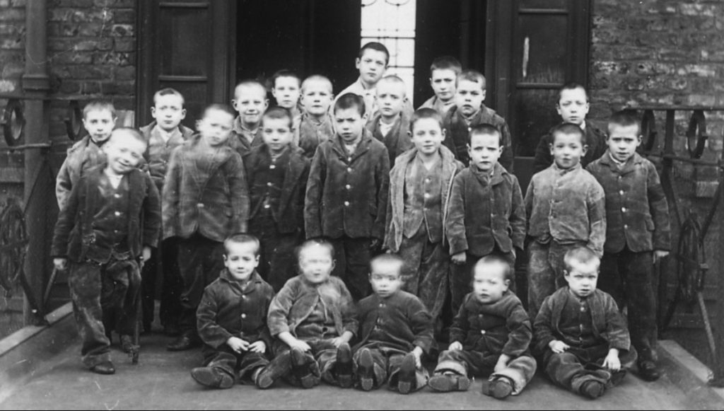 Orphans at Crumpsall Workhouse, Mancester, England, circa 1895.