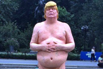 A statue of a naked Donald Trump, titled "The Emperor Has No Balls' is heading to a permanent home in Las Vegas. Click the photo to see the statue full size. (Photo: Daniella Pineda/Twitter)