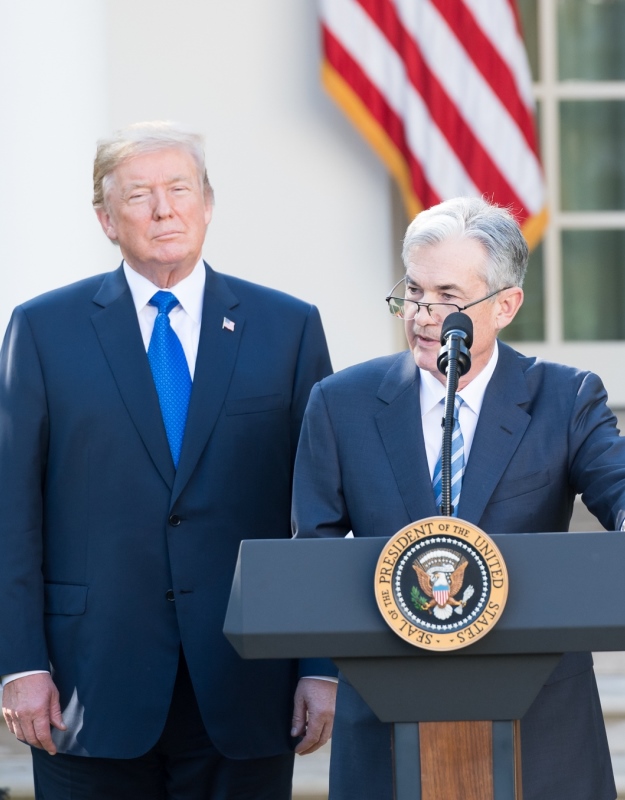 Donald Trump nominates Jerome Powell to the Fed in 2017. They're at war now. (Photo: White House.)