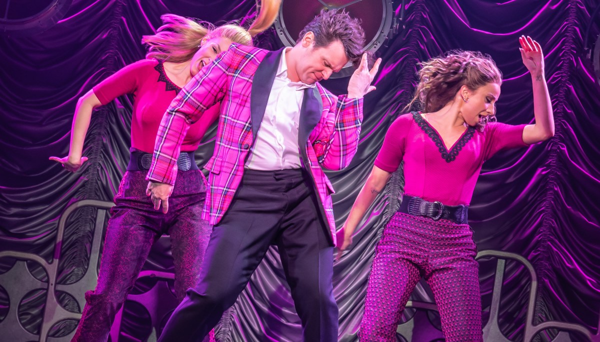 (L to R) Christine Cornish, Jonathan Groff and Julia Grondin from a scene in 'Just in Time.' (Photo: Matthew Murphy, Evan Zimmerman)