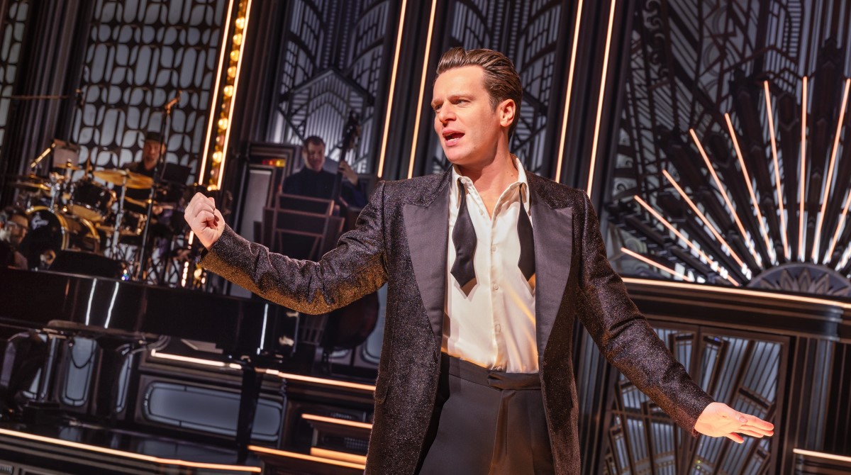 Jonathan Groff belts out a tune in a homage to singer Bobby Darin in 'Just in Time.' (Photo: Matthew Murphy, Evan Zimmerman)