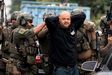 ICE agents detain a person during a sweep in Los Angeles. (Photo: USGovt.)