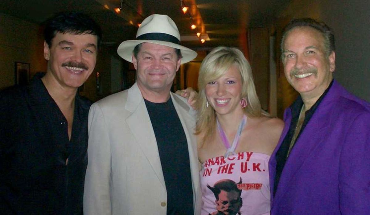 Aithor Mark Bego (far right) with some of his subjects: (l-r) Randy Jackson, Debbie Gibson and Micky Dolenz.) (Photo: DisCompany)